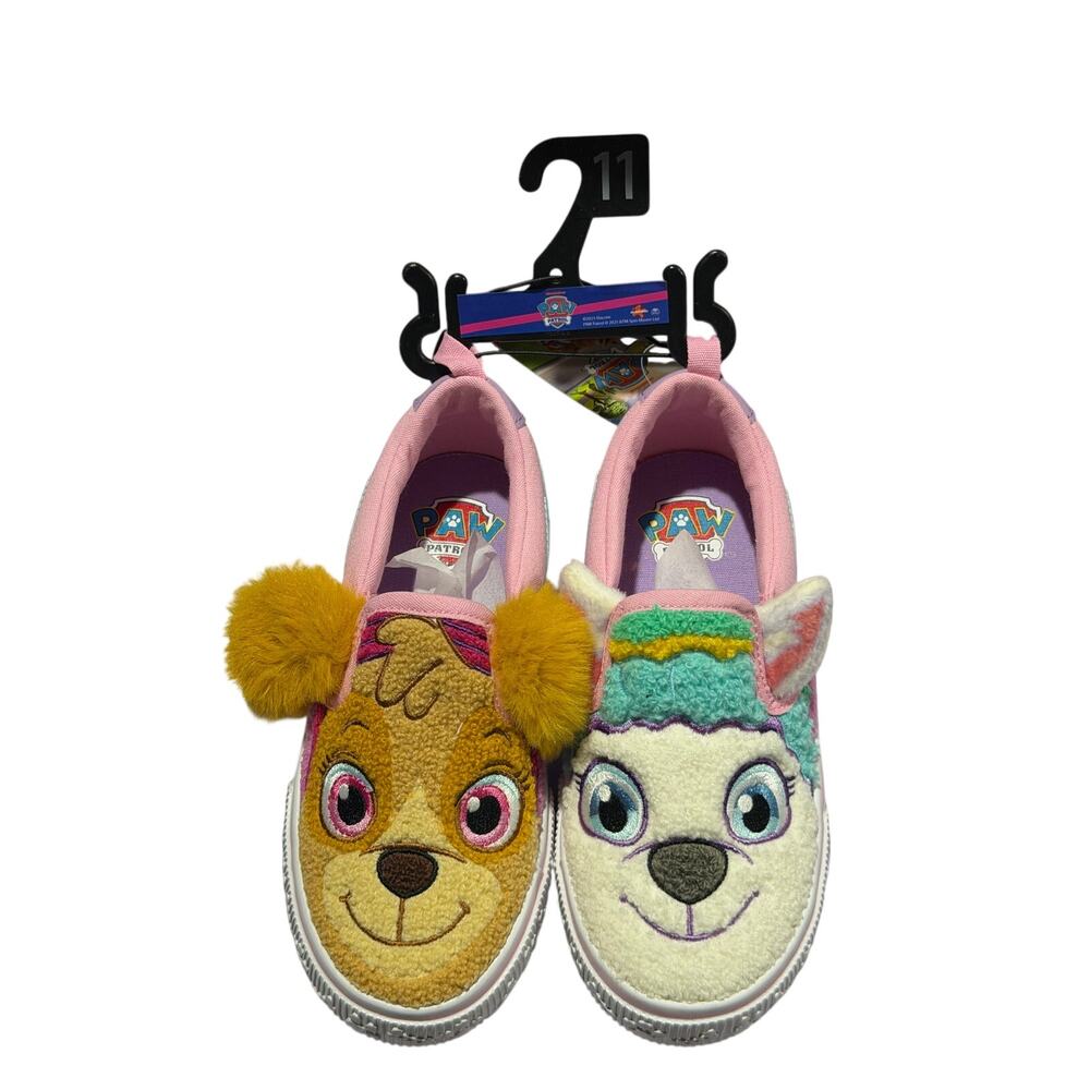 Paw Patrol Girls Slip On Sneakers Skye Everest Plush Shoes Size 11 Toddler New